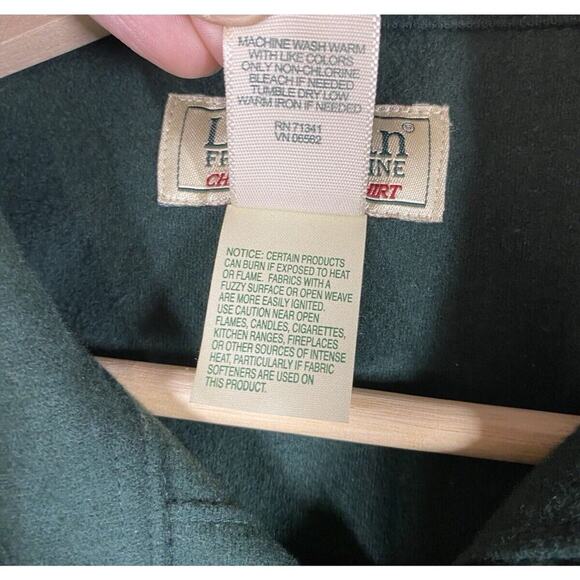 Ll Bean Shirt Men's Medium Green Long Sleeve Chamois Cloth Vintage - Picture 10 of 13